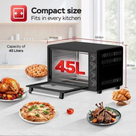 Mini Four Turbotronic EV45R 45L 2000W Convection Portes Françaises Noir