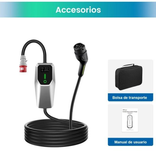 Chargeur portable JUNSUN 22kW 6-32A triphasé Type 2 câble 6m IP67