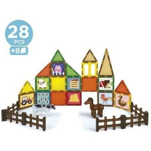 Educa Magnetics Eco Farm Set De Construction Magnétique 28 Pièces + 2 Animaux Et 8 Cartes