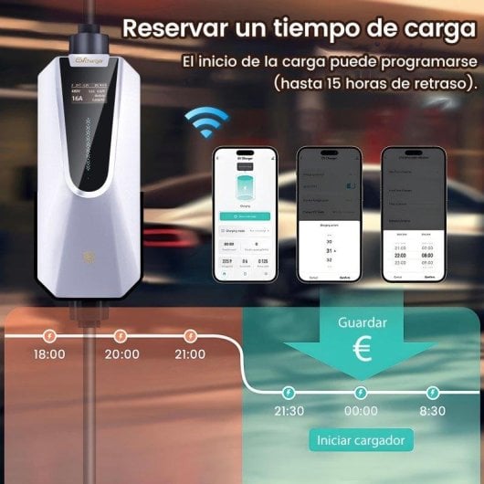 Chargeur EV portable JUNSUN Type 2 11 kW 6 m LCD IP65
