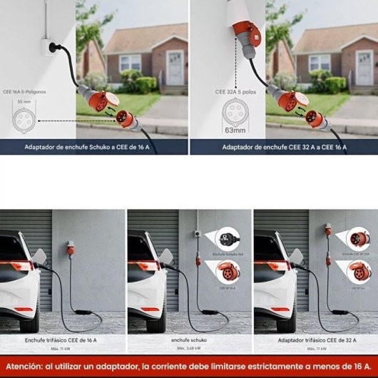Chargeur EV portable JUNSUN Type 2 11 kW 6 m LCD IP65