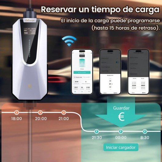 Chargeur EV portable JUNSUN 11kW 6-16A Type 2 câble 6m IP65