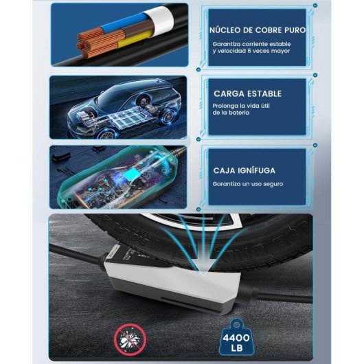 Chargeur EV portable JUNSUN 11kW 6-16A Type 2 câble 6m IP65