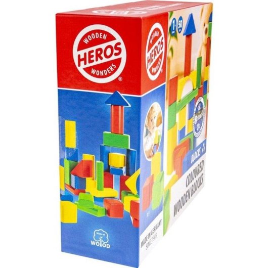 HERSOL Conjunto De Blocos De Construção De Madeira Heros 50 Peças