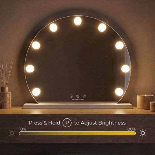 Specchio da toeletta InnovaGoods Hollywood Gloette LED 9 lampade