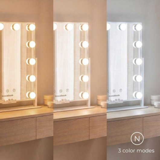 Specchio da toeletta Hollywood InnovaGoods 12 lampade LED