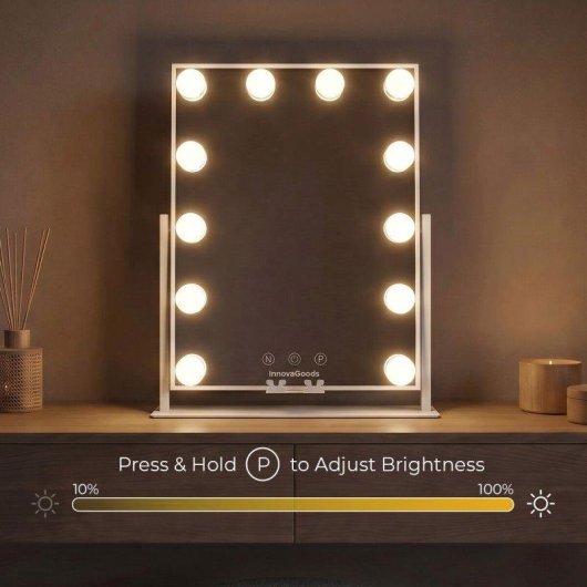 Specchio da toeletta Hollywood InnovaGoods 12 lampade LED