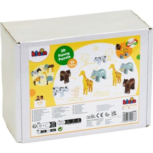 Klein Funny Puzzle Magnetico 3D Animali 32 pezzi