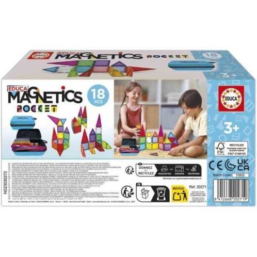 Educa Magnetics Pocket Set Magnétique 18 Pièces Multicolore 2 Animaux 8 Cartes