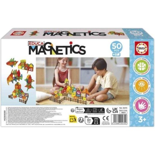 Educa Magnetics Park Zoo Set Costruzione Magnetica 50 Pezzi Multicolore 4 Animali 8 Carte