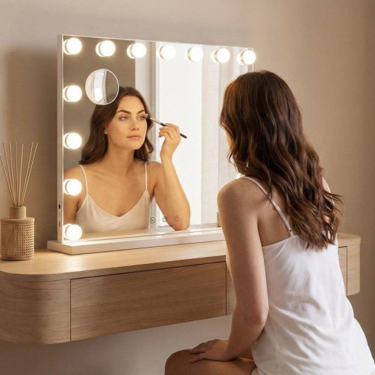 Specchio Trucco InnovaGoods Hollywood 15 LED 3 Toni Luce 10X