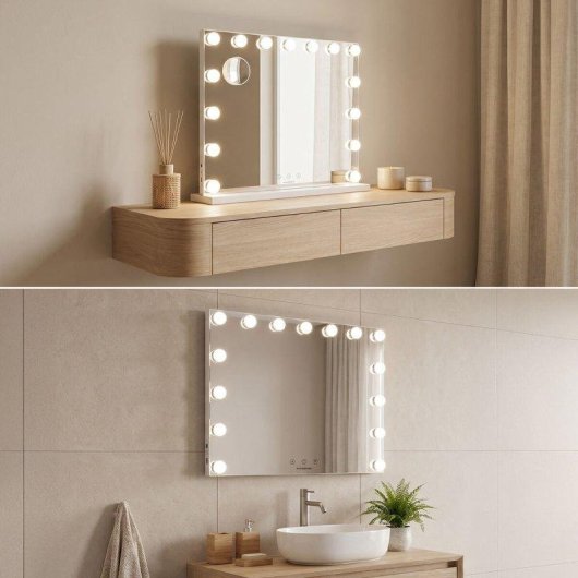 Specchio Trucco InnovaGoods Hollywood 15 LED 3 Toni Luce 10X