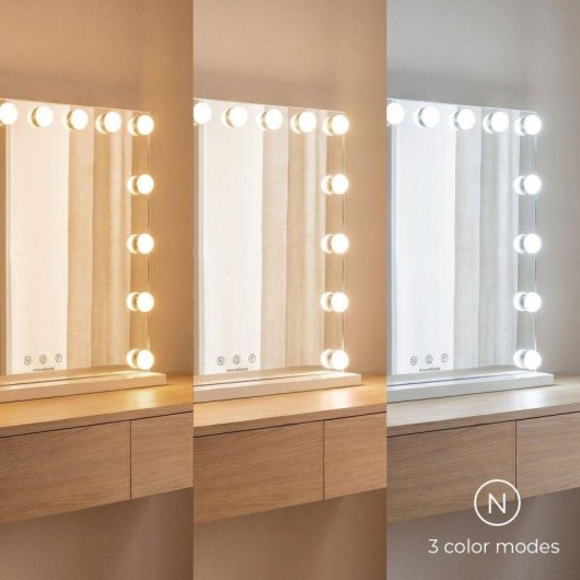 Specchio Trucco InnovaGoods Hollywood 15 LED 3 Toni Luce 10X
