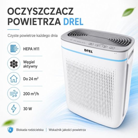 Purificador de aire Drel CON-OOP-2001 HEPA H11 200 m³/h