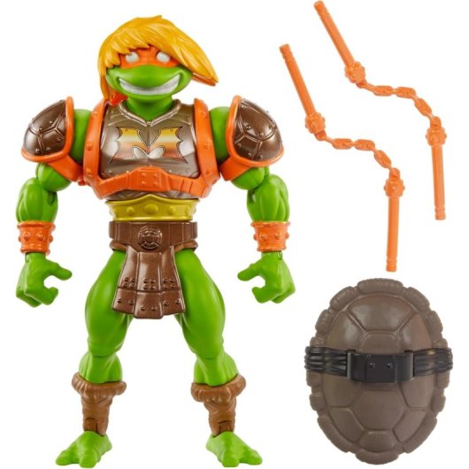 Figura Michelangelo Motu X Tmnt Turtles Of Grayskull Masters Of The Universe Teenage Mutant Ninja Turtles Articulada 14 Cms