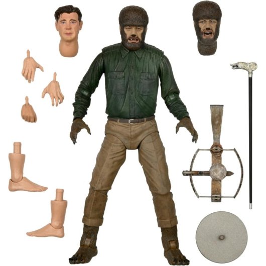Figura Hombre Lobo Blanco Y Negro Universal Monsters Articulada 18 Cms