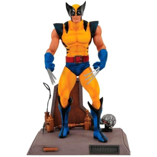 Figura Lobezno Traje Amarillo Con Diorama Wolverine Marvel Articulada 18 Cms