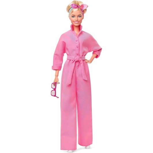 Figura Barbie En Mono Rosa Barbie Articulada 30 Cms