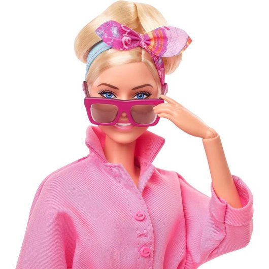 Figura Barbie En Mono Rosa Barbie Articulada 30 Cms