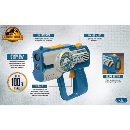 Set Pistolas Laser Jurassic World Dominion Laser Tag Blaster Con Luz, Sonido Y Vibración