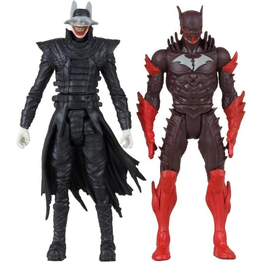 Figuras Batman Who Laughs + Batman Rojo + Cómic + Display Dark Knights Metal 8 Cms