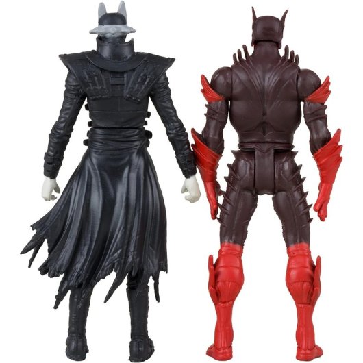 Figuras Batman Who Laughs + Batman Rojo + Cómic + Display Dark Knights Metal 8 Cms