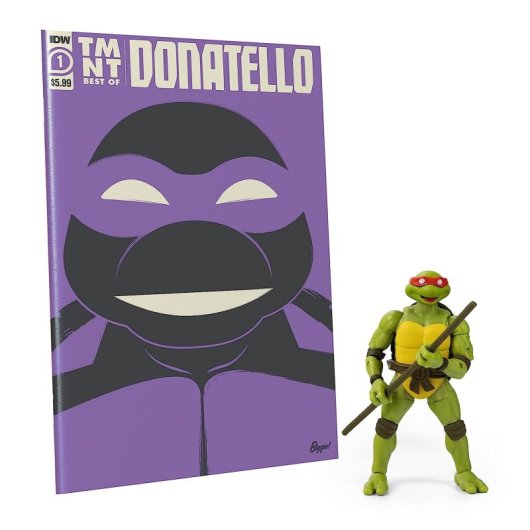 Figura Donatello Tmnt Las Tortugas Ninja Con Cómic Articulada 13,5 Cms