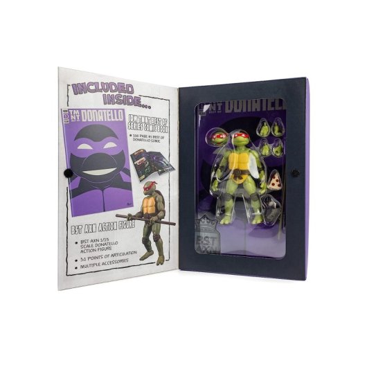 Figura Donatello Tmnt Las Tortugas Ninja Con Cómic Articulada 13,5 Cms