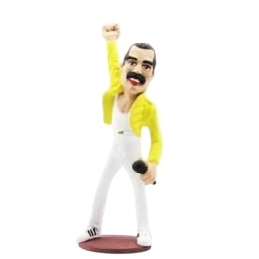 Figurine Freddie Mercury Artisanale Résine 20 cm Costume Jaune