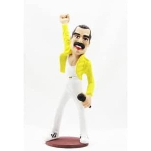 Figurine Freddie Mercury Artisanale Résine 20 cm Costume Jaune