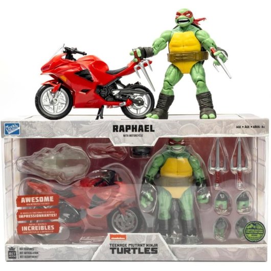 Figura Raphael With Motorcycle Las Tortugas Ninja Articulada 13 Cms