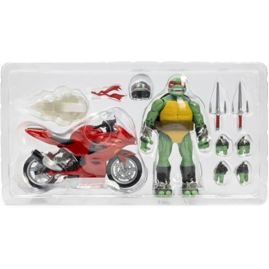 Figura Raphael With Motorcycle Las Tortugas Ninja Articulada 13 Cms