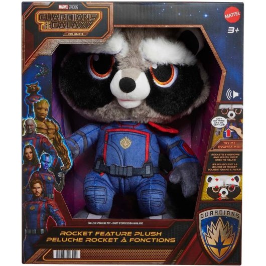 Peluche Rocket Raccoon Guardianes De La Galaxia Vol. 3 Marvel Con Voz Y Animatrónico