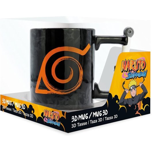 Taza Naruto Shippuden Kunai Konoha Asa 3d Cerámica 500 Mls