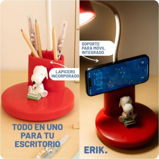 Lámpara De Escritorio Snoopy Peanuts 18 Cms