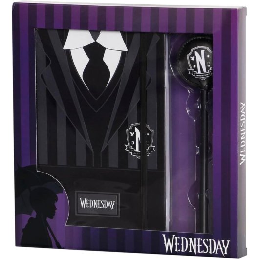 Pack Cuaderno Y Bolígrafo Uniforme Wednesday Addams