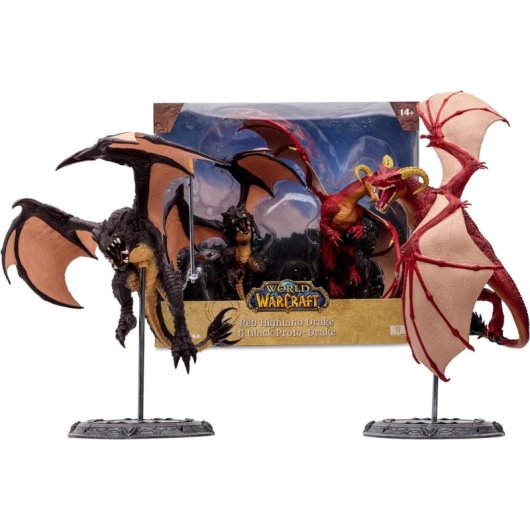 Set Figuras Dragons Multipack Red Highland Drake & Black Proto Drake World Of Warcraft 24 Cms