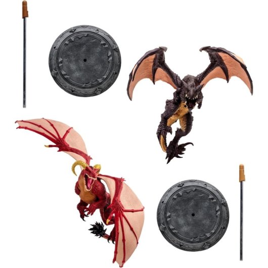 Set Figuras Dragons Multipack Red Highland Drake & Black Proto Drake World Of Warcraft 24 Cms