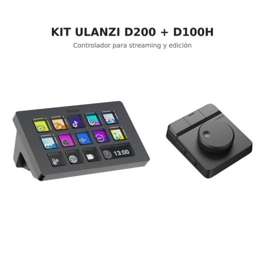 Kit de control Ulanzi D200 + D100H con 13 teclas LCD y dial háptico