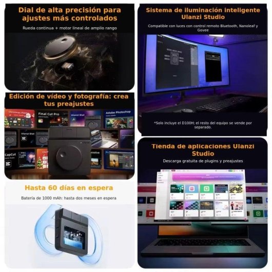 Kit Ulanzi D200H + D100H Controlador Productividad Teclas LCD y Dial Háptico