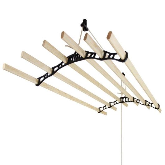 Stendibiancheria a soffitto Monster con 6 stecche in pino 2,4 m nero