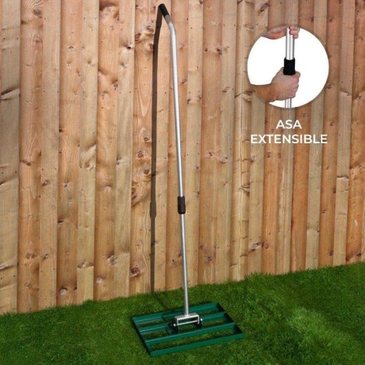 Rastrillo nivelador de césped Monster 50 cm con mango extensible verde