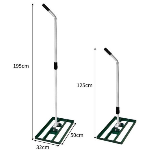 Rastrillo nivelador de césped Monster 50 cm con mango extensible verde