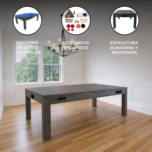 Mesa de juegos Monster 7 en 1 con billar y hockey de aire, gris