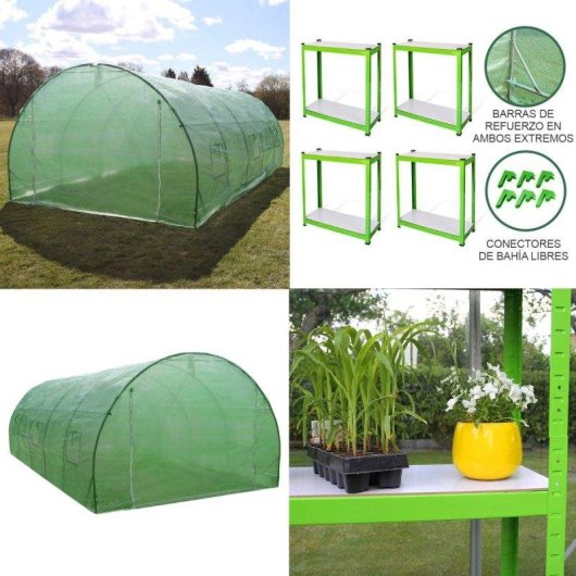 Serra tunnel Monster 6x3m con scaffalature zincate