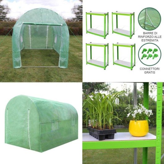 Monster polytunnel serre met gegalvaniseerde rekken 4x2m