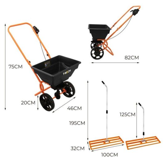 Niveauur de pelouse Monster T-mech 100 cm orange avec épandeur rotatif