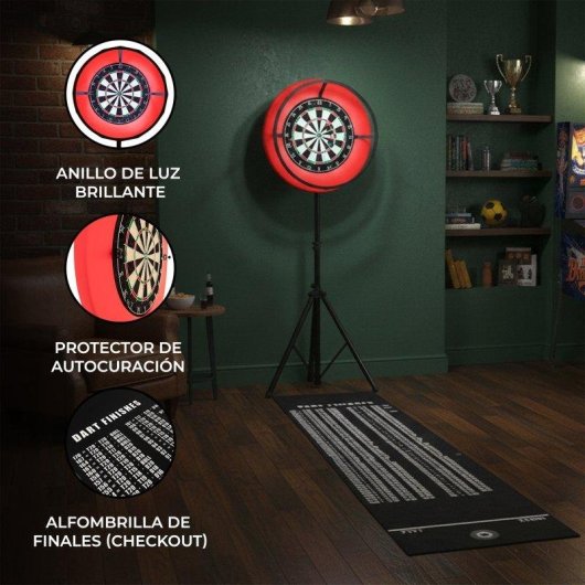 Monster Dartbord Set met Verstelbare LED-Rand en Stabiele Driepoot