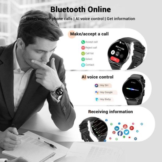 Blackview Sport Smartwatch Bluetooth AMOLED 1,43'' Schwarz Silikon/Nylon Armbänder