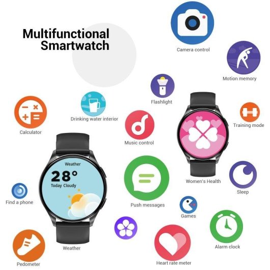 Blackview Sport Smartwatch Bluetooth AMOLED 1,43'' Schwarz Silikon/Nylon Armbänder